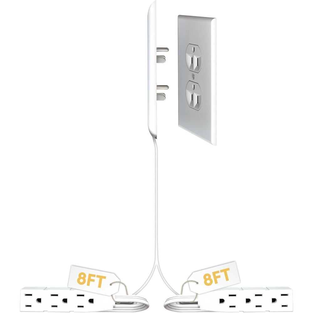 Socket Ultra-Thin Outlet Concealer with Cord Kit & Power Strip 8 FT New